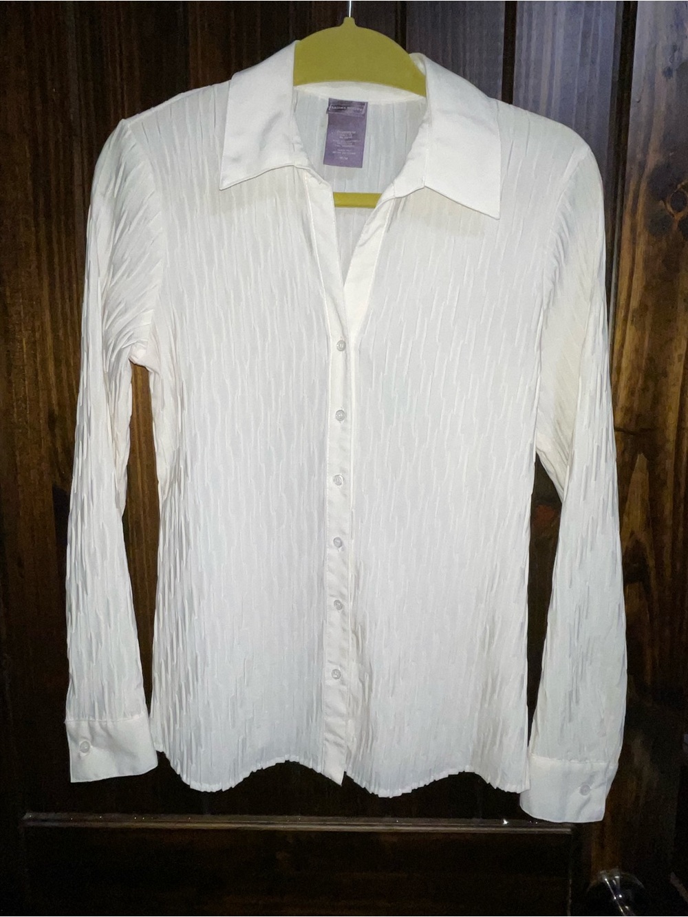 Laura Scott Ivory Textured Button-Down Blouse